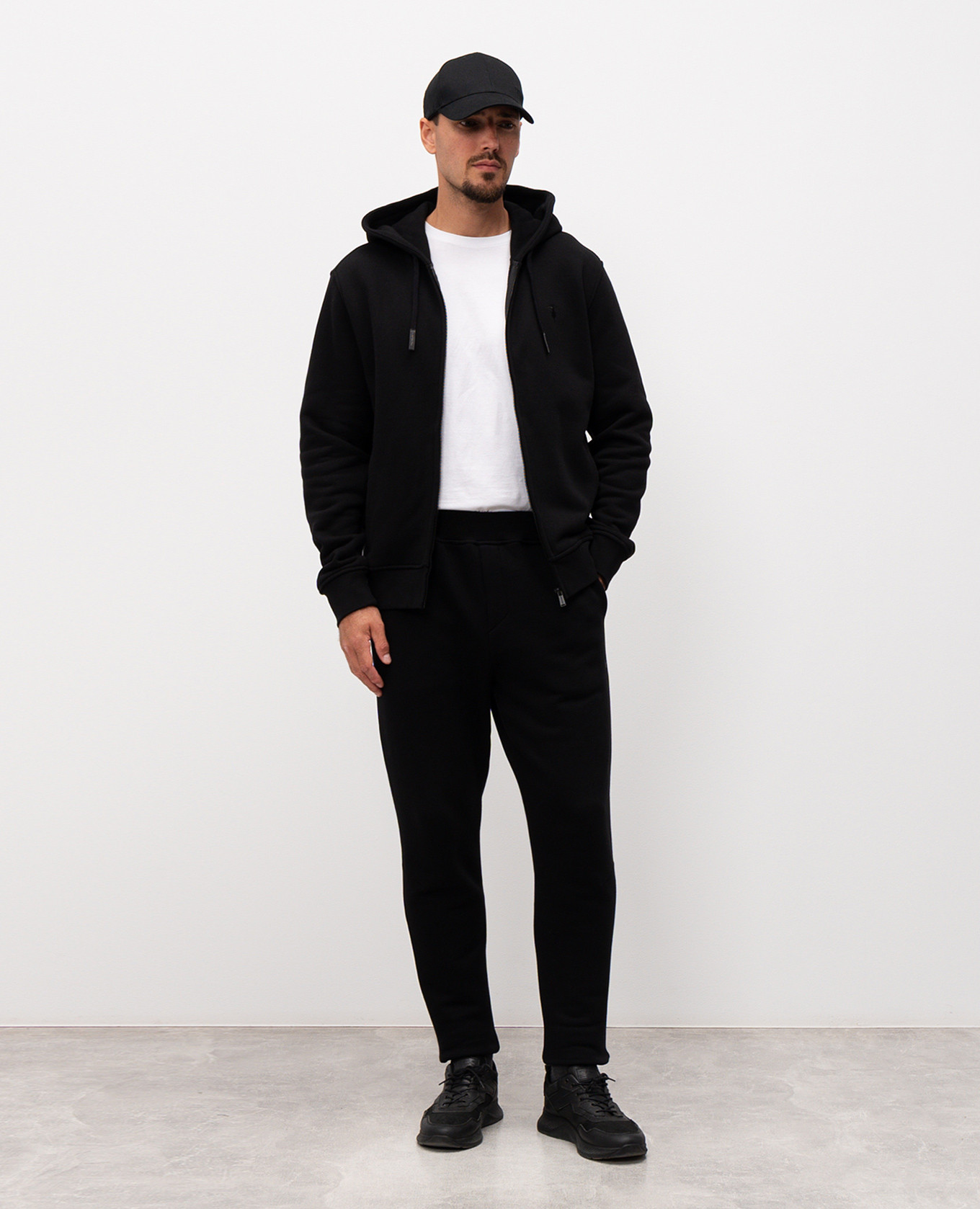 

Black sports jacket with embroidered emblem Trussardi