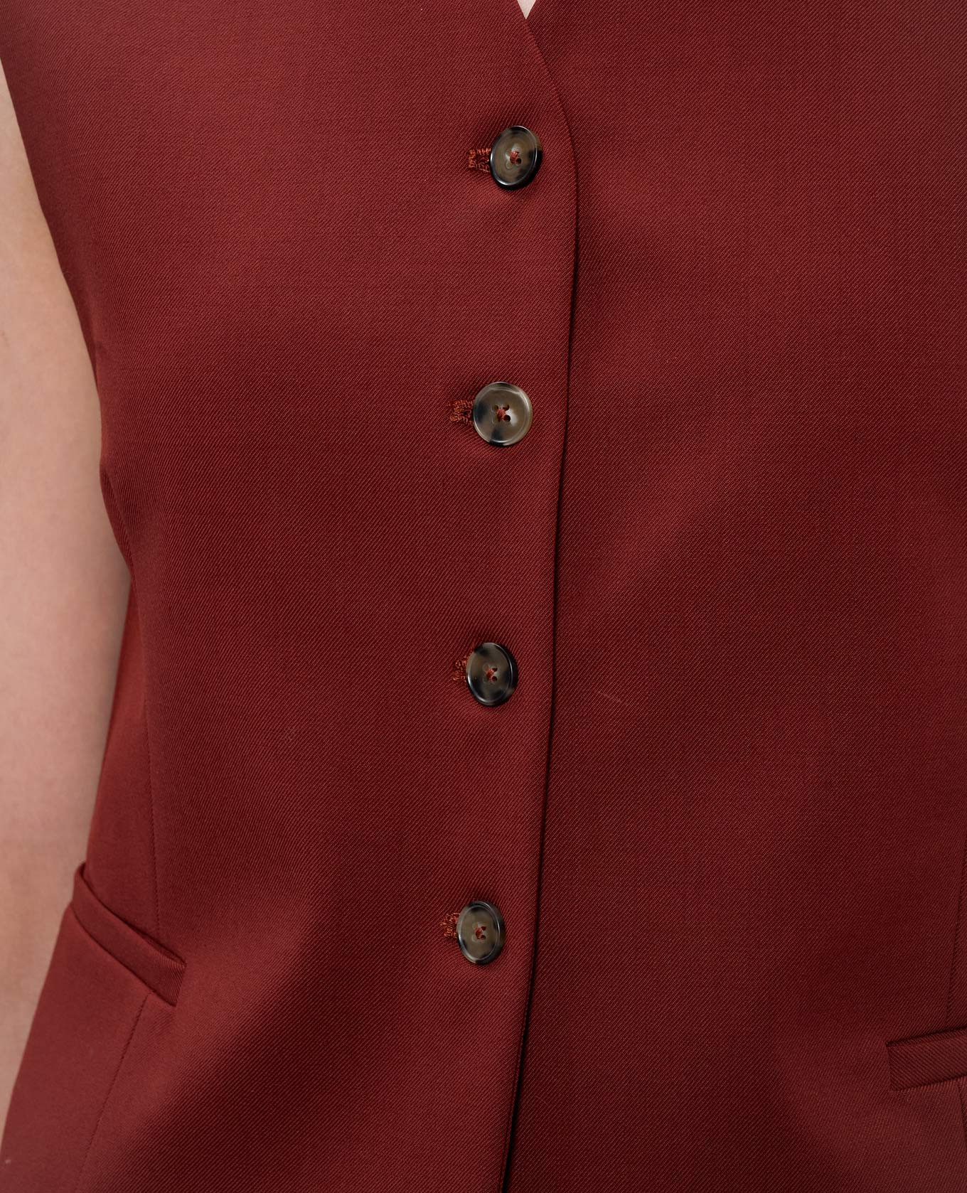 Burgundy suit vest TEORA made of wool Lou Lou Studio 5