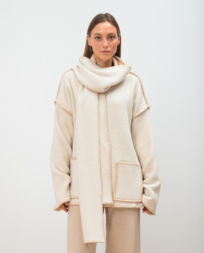 COLOMBO White cashmere coat with scarf S2054J100111