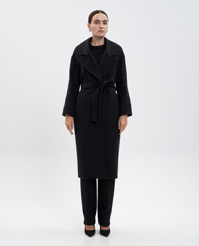Heresis Black cashmere coat with belt Y66120I560