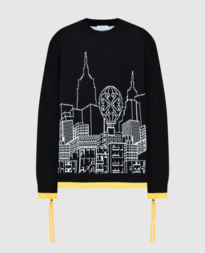 Off-White Black Skyline sweater with a pattern OMHE200S24KNI001