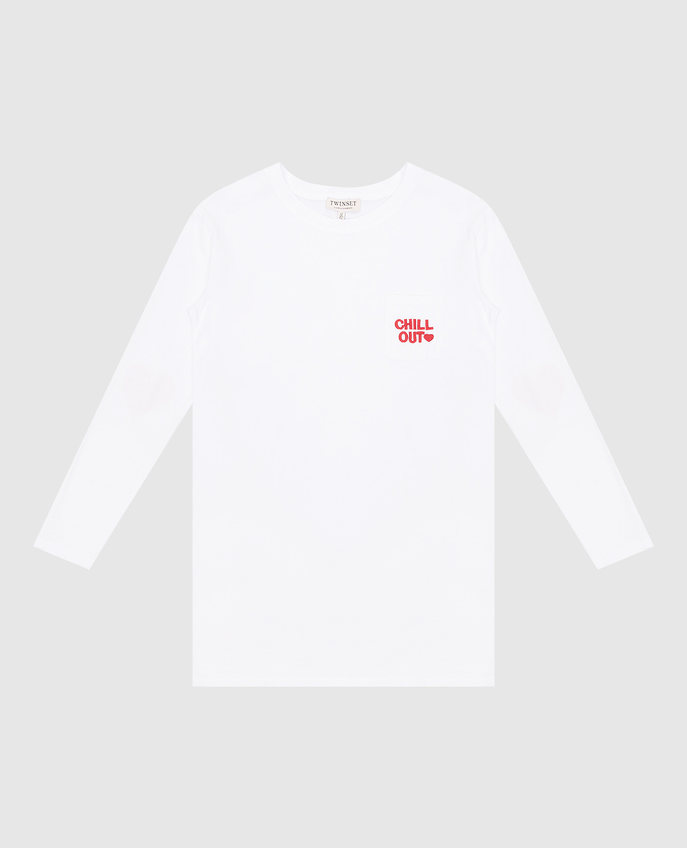 

Children's white longsleeve with an embroidered inscription Twinset, Белый