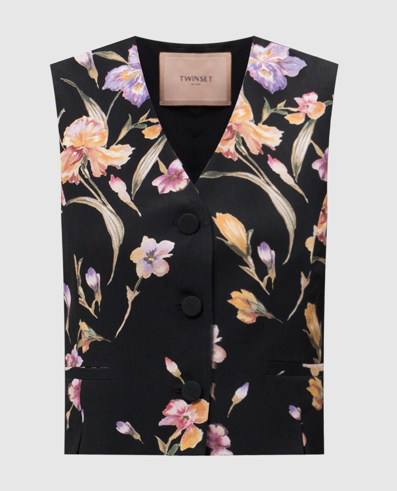 Black floral print vest Twinset