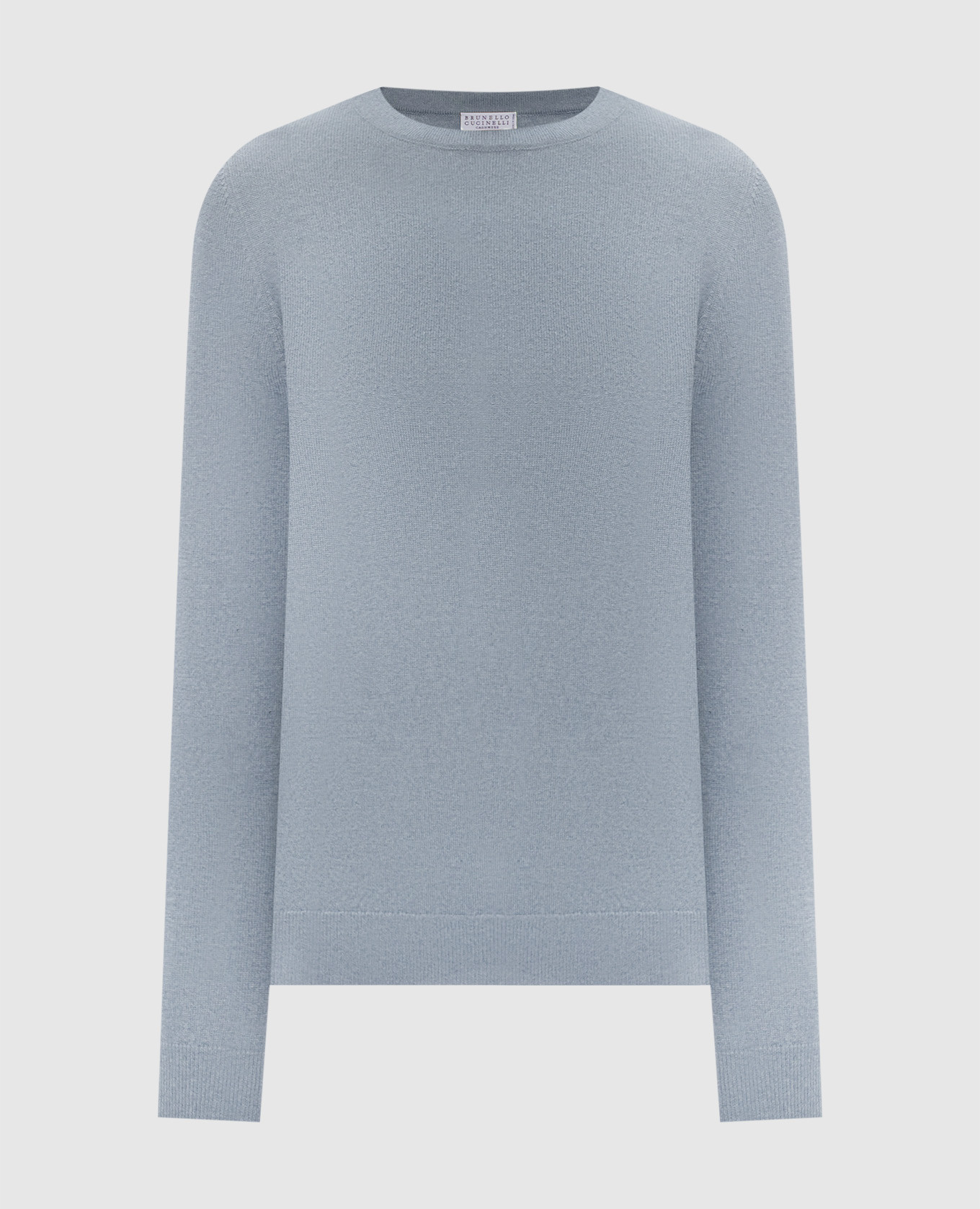 Blue cashmere jumper with monil chain