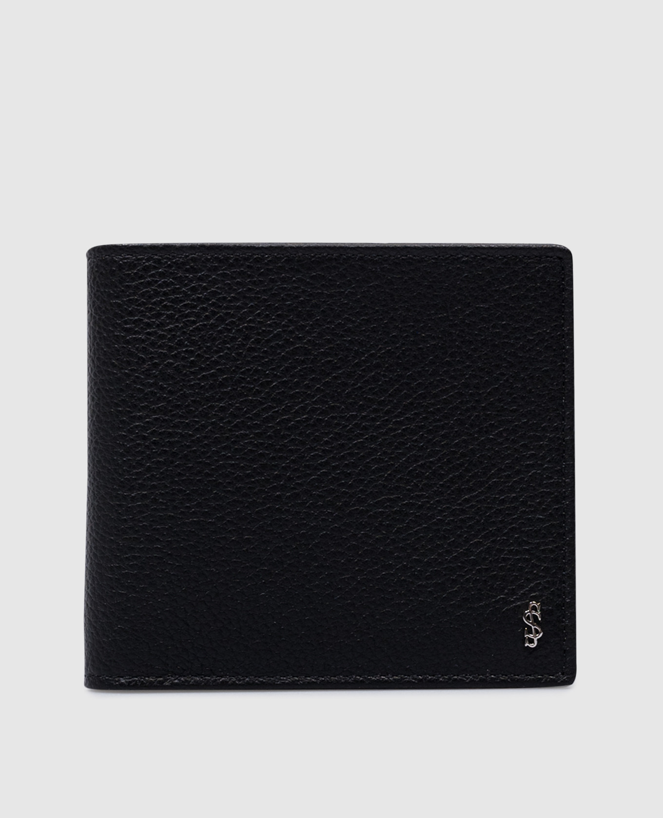 

Black leather purse with metal logo Serapian