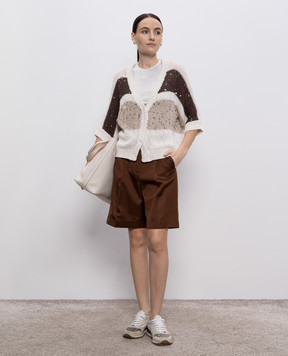 Peserico Brown shorts with lapels P04083Z06655