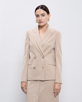 Twinset Beige double-breasted jacket in a stripe with lurex 242TP2150