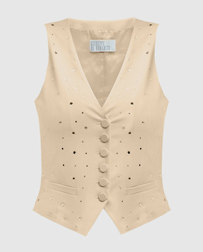 Giuseppe Di Morabito Milano Beige vest with crystals 02SSTO243FM02237