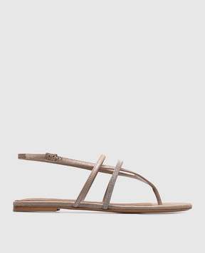 Peserico Beige leather sandals with a monil chain S39675C0RCC424