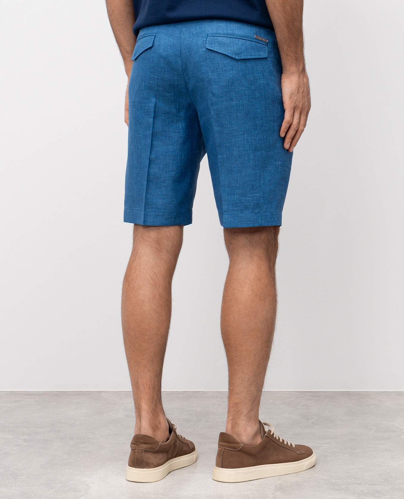 

Blue linen, wool and silk shorts with logo Stefano Ricci
