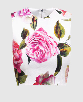 Dolce&Gabbana White top with floral print F7AO5TFSRQJ