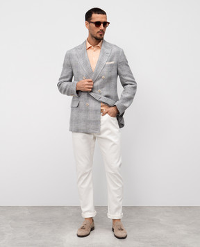 Brunello Cucinelli Orange polo with piping M29800125