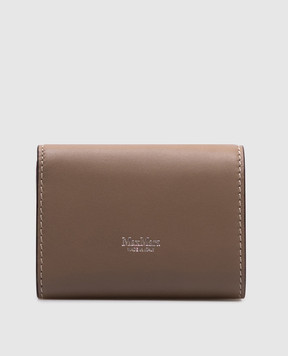 Max Mara Beige leather wallet with logo COMPACTWALLET2