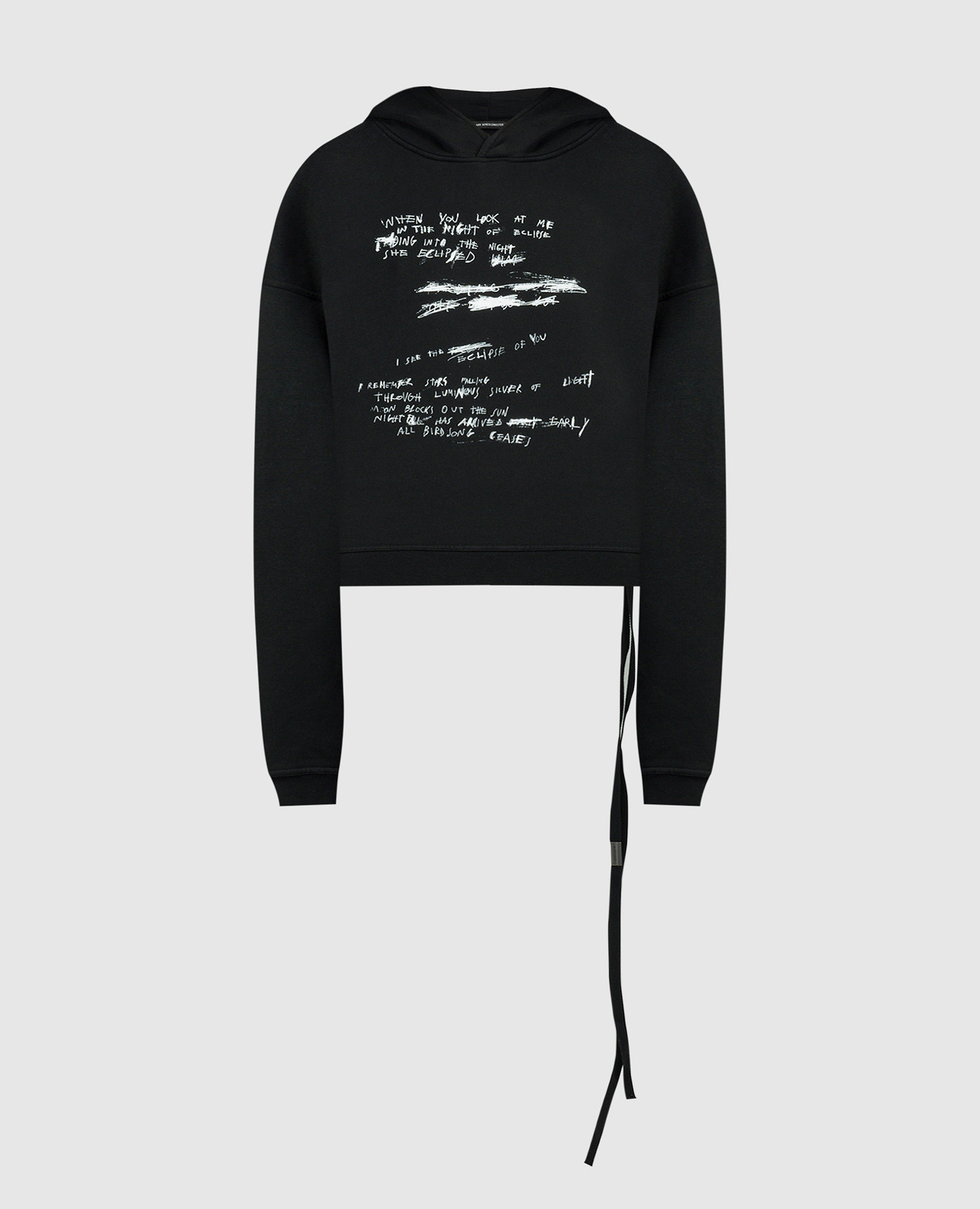 

Black AAF hoodie with Handwriting print Ann Demeulemeester, Черный