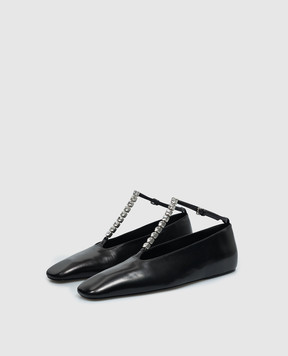 Jil Sander Black leather ballet flats with crystals J15WZ0021P4864