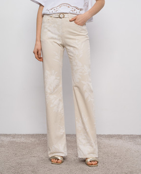 Twinset Beige jeans with floral print 251TT2206