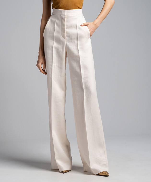 パンツ MAX MARA STUDIO BEIGE STRAIGHT LINEN PANTS Max Mara Studio Beige straight linen pants – Lord & Taylor