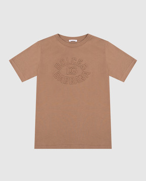 Dolce&Gabbana Children's brown T-shirt with logo L4JTHUG7OJ826