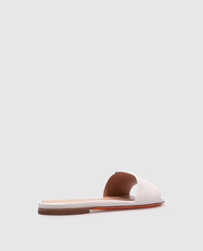 Santoni White leather flip-flops with logo WHPF71489HA1NKED