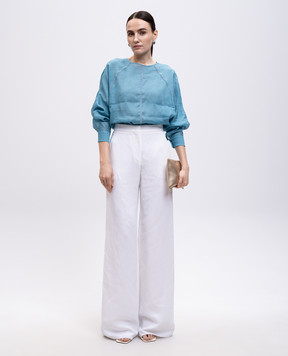 Max Mara White VICARIO pants with linen VICARIO