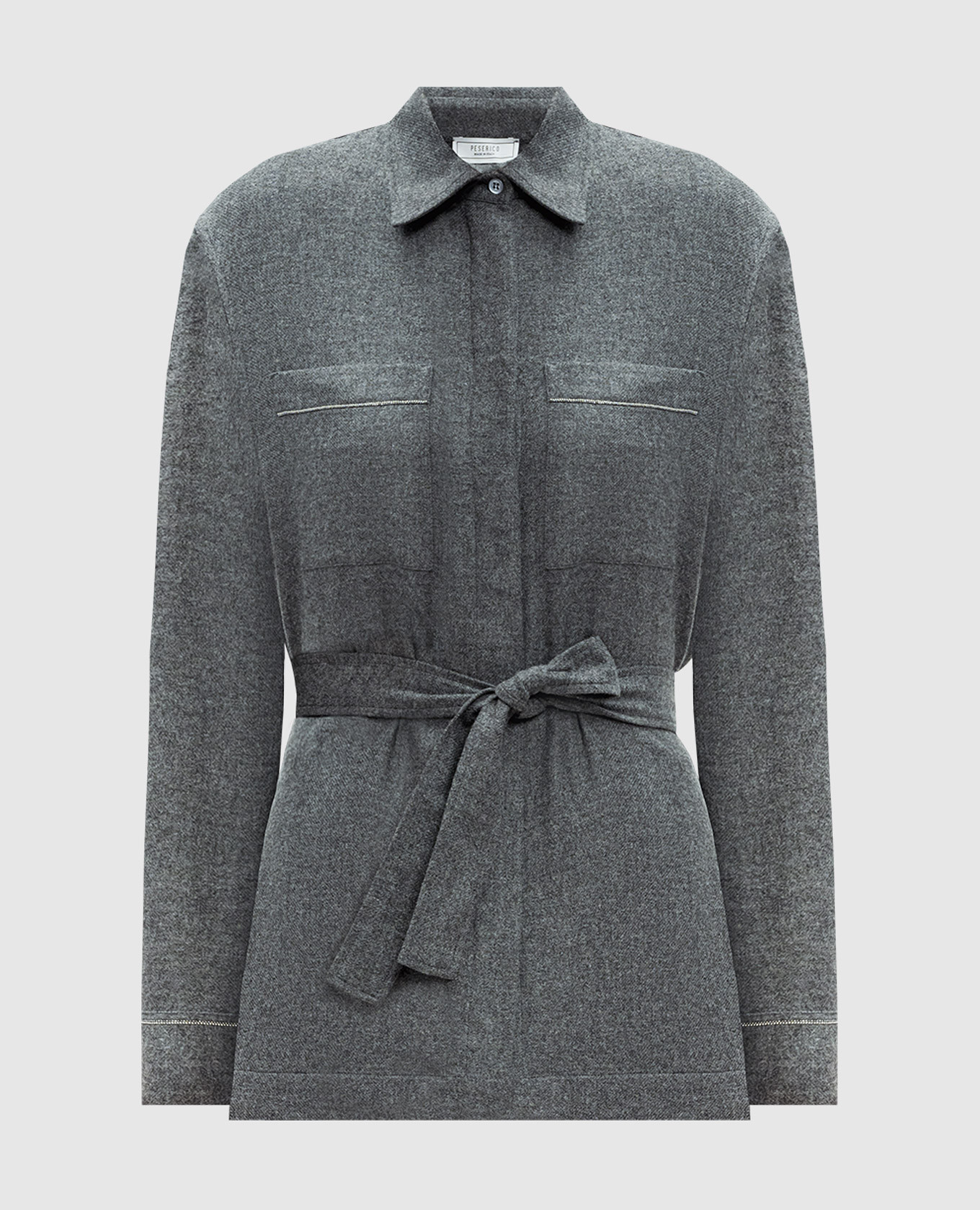 

Gray wool shirt with monil chain Peserico, Grey