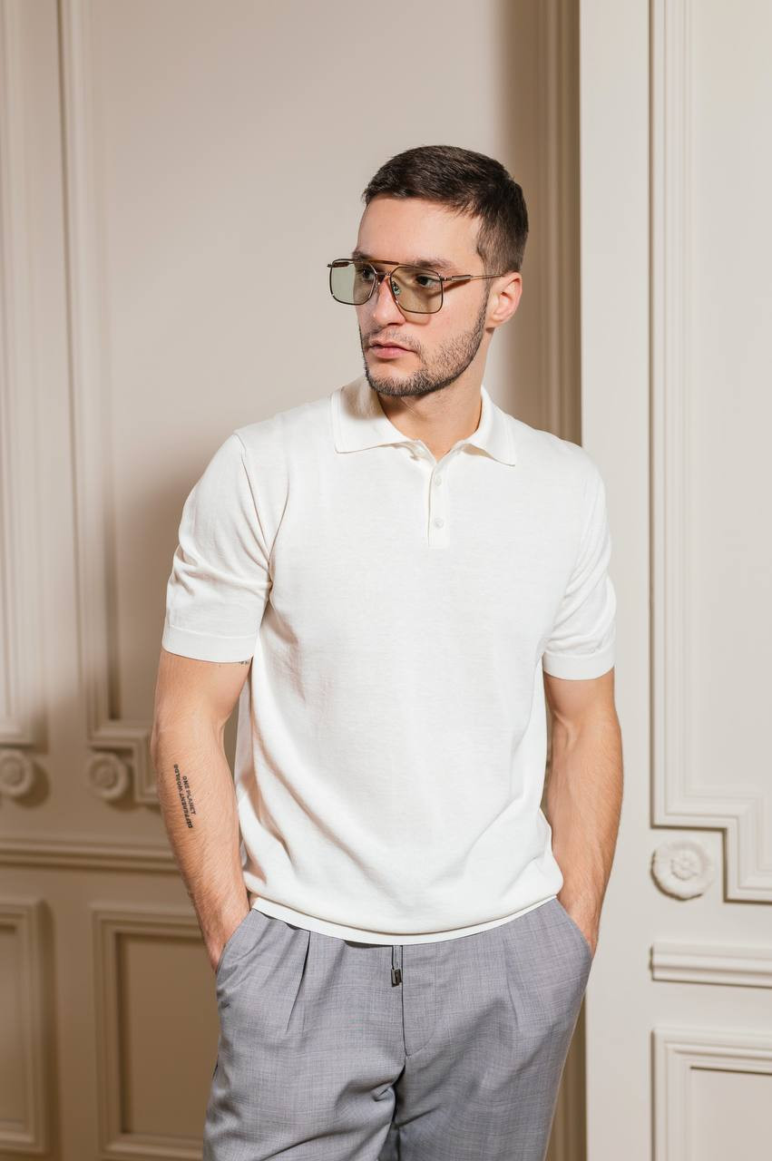 

White silk polo with logo Agnona