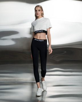 Palm Angels White t-shirt with logo pattern PWAA051S24JER001