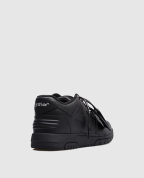 Off-White Out of Office black leather sneakers with logo OMIA189C99LEA013