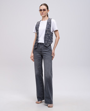 Dondup Gray vest with embroidery DJ689DF0277DIR3P