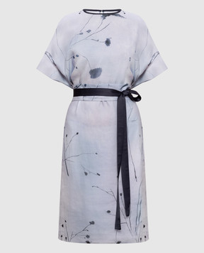 Peserico Blue floral print midi dress E02046A04764