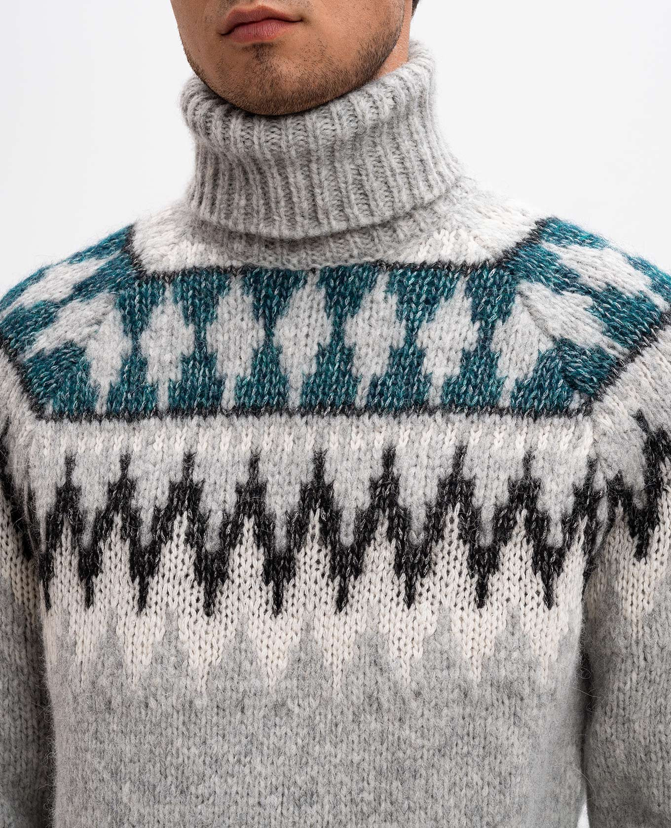 

DACRE gray alpaca sweater with jacquard pattern MooRER, Grey