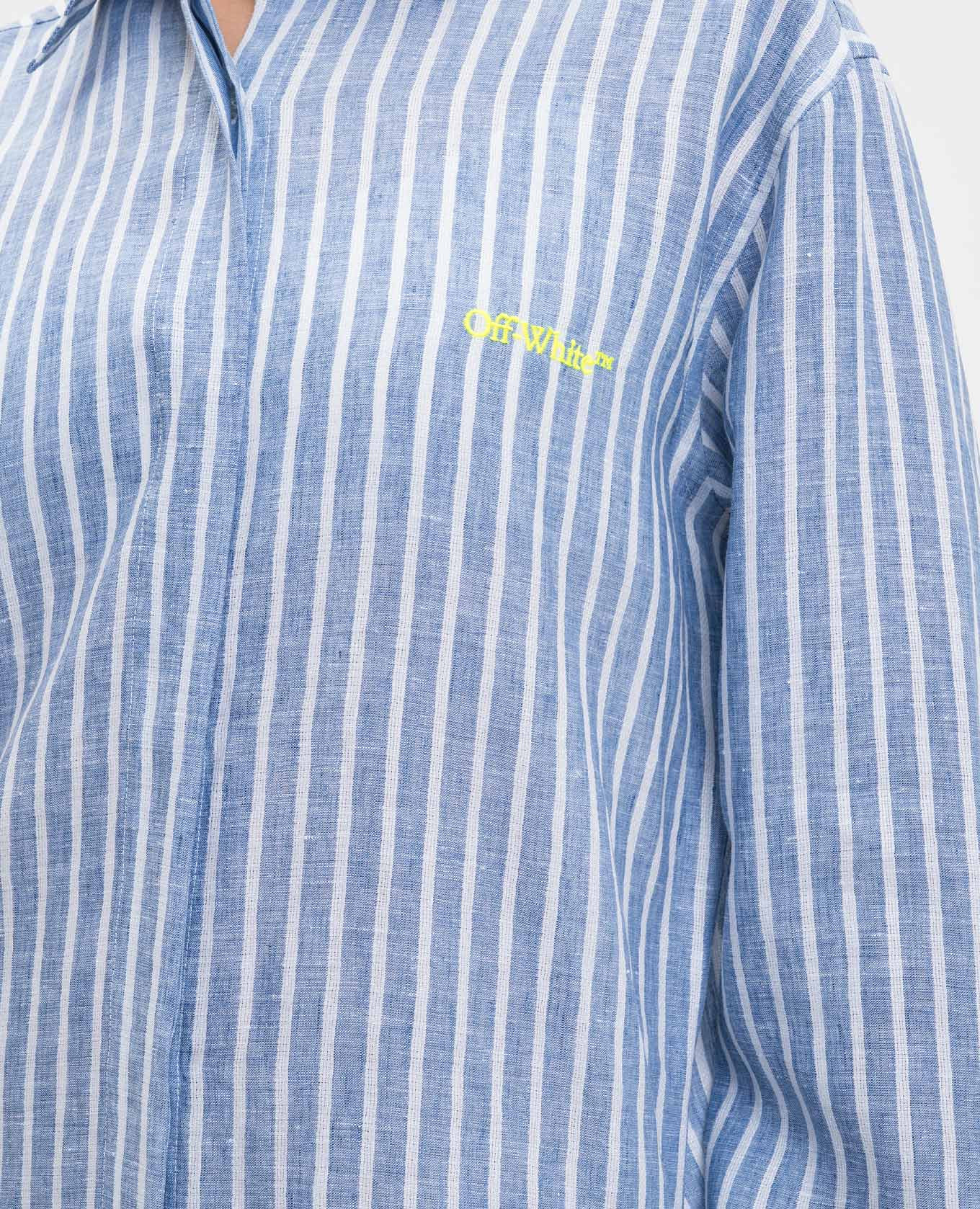 Blue striped linen shirt with logo Off-White 5