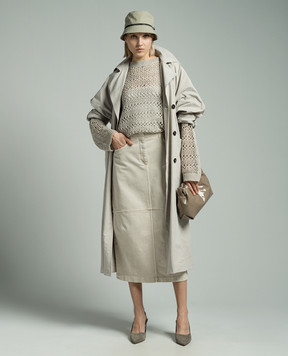 Brunello Cucinelli Gray openwork svert from linen and silk MRA581100
