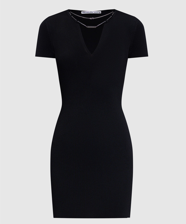 ワンピース Alexander Wang DRESS (1KC3256063 001) Alexander Wang - Black ribbed mini dress with chain