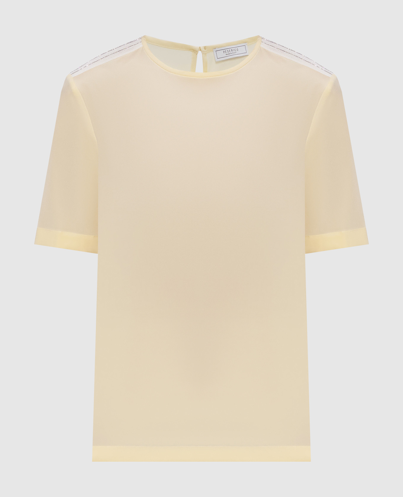 Yellow silk top with monil chain Peserico