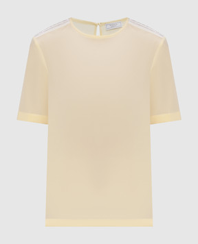Peserico Yellow silk top with monil chain S0676007325