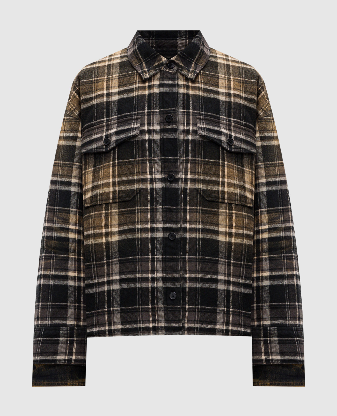 

Black check shirt with double sleeves Juun.j