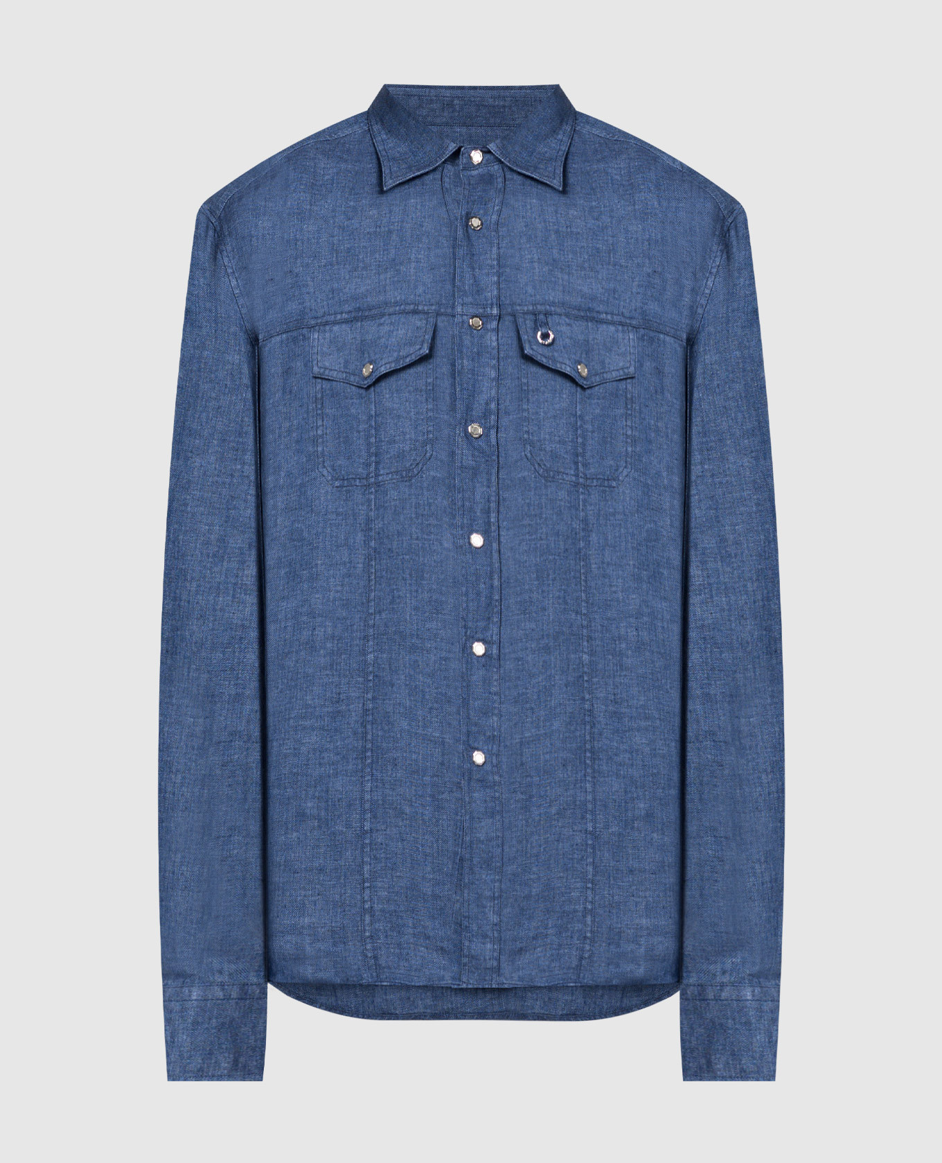 Blue linen shirt stefano ricci