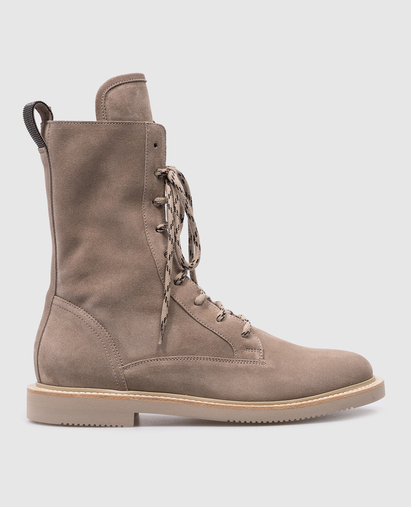 

Beige suede boots with monil chain Brunello Cucinelli, Бежевый
