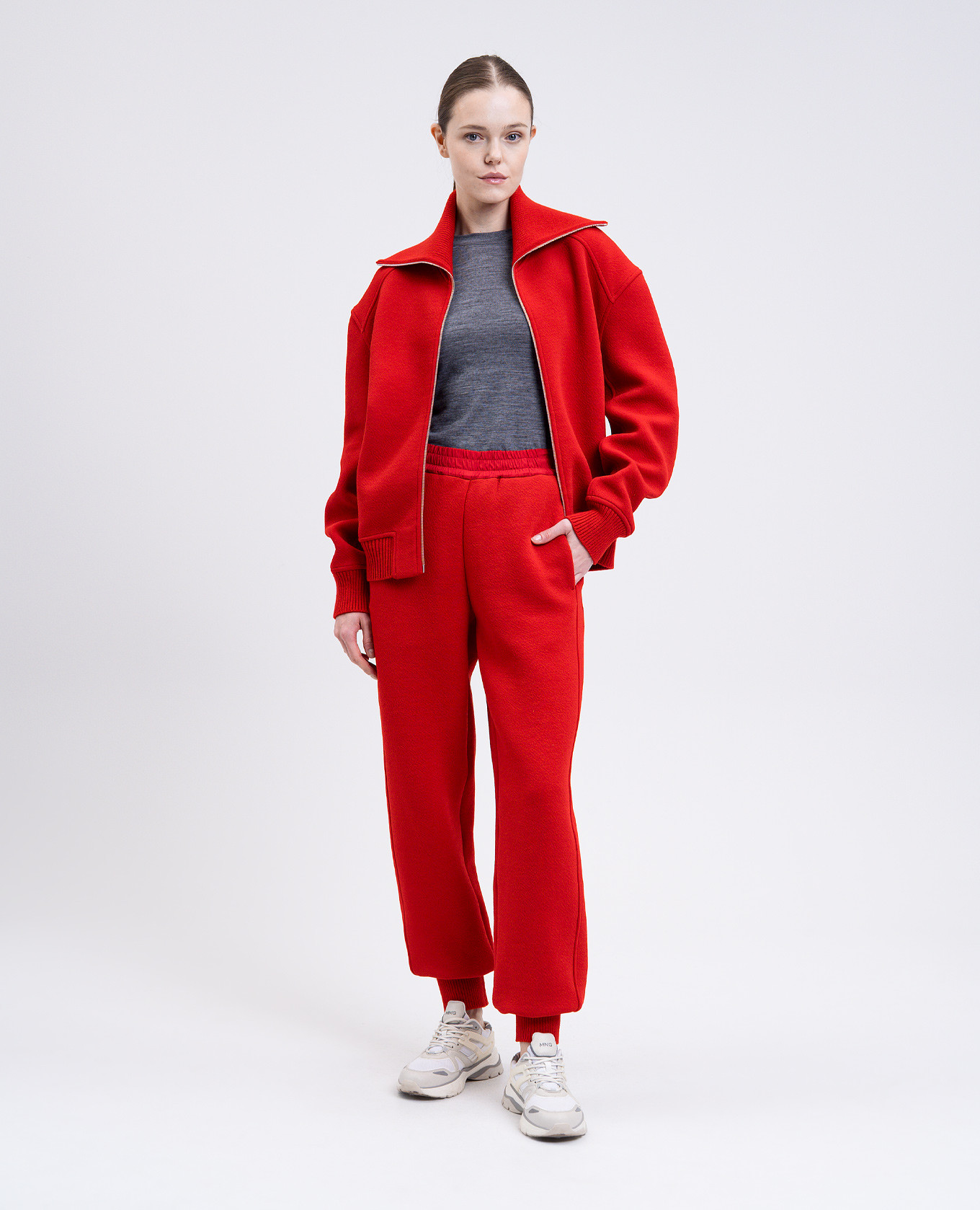 

Grey melange wool jumper with logo Jil Sander