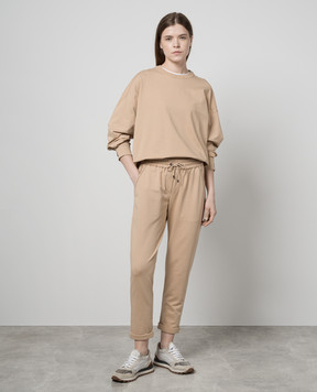 Brunello Cucinelli Beige sweatshirt with monil chain MH827EP300