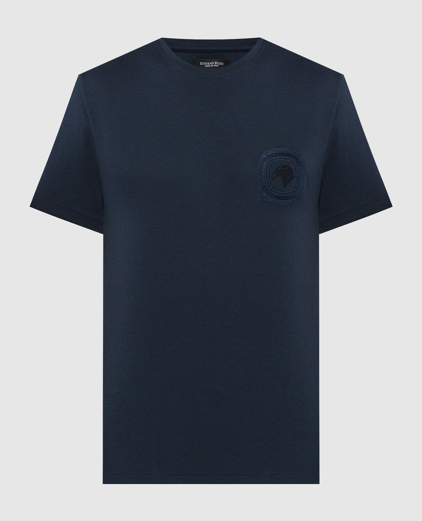 

Blue t-shirt with branded eagle head embroidery Stefano Ricci