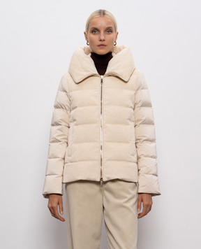 MooRER Beige NITYA down jacket with corduroy inserts NITYALVO