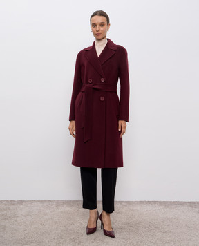 Max Mara CANNETI burgundy double-breasted coat made of wool and cashmere CANNETI