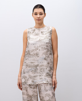 Max Mara ERESIA beige printed silk top ERESIA