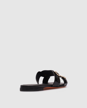 Santoni Black leather flip-flops WHPF70071HA1TLGA