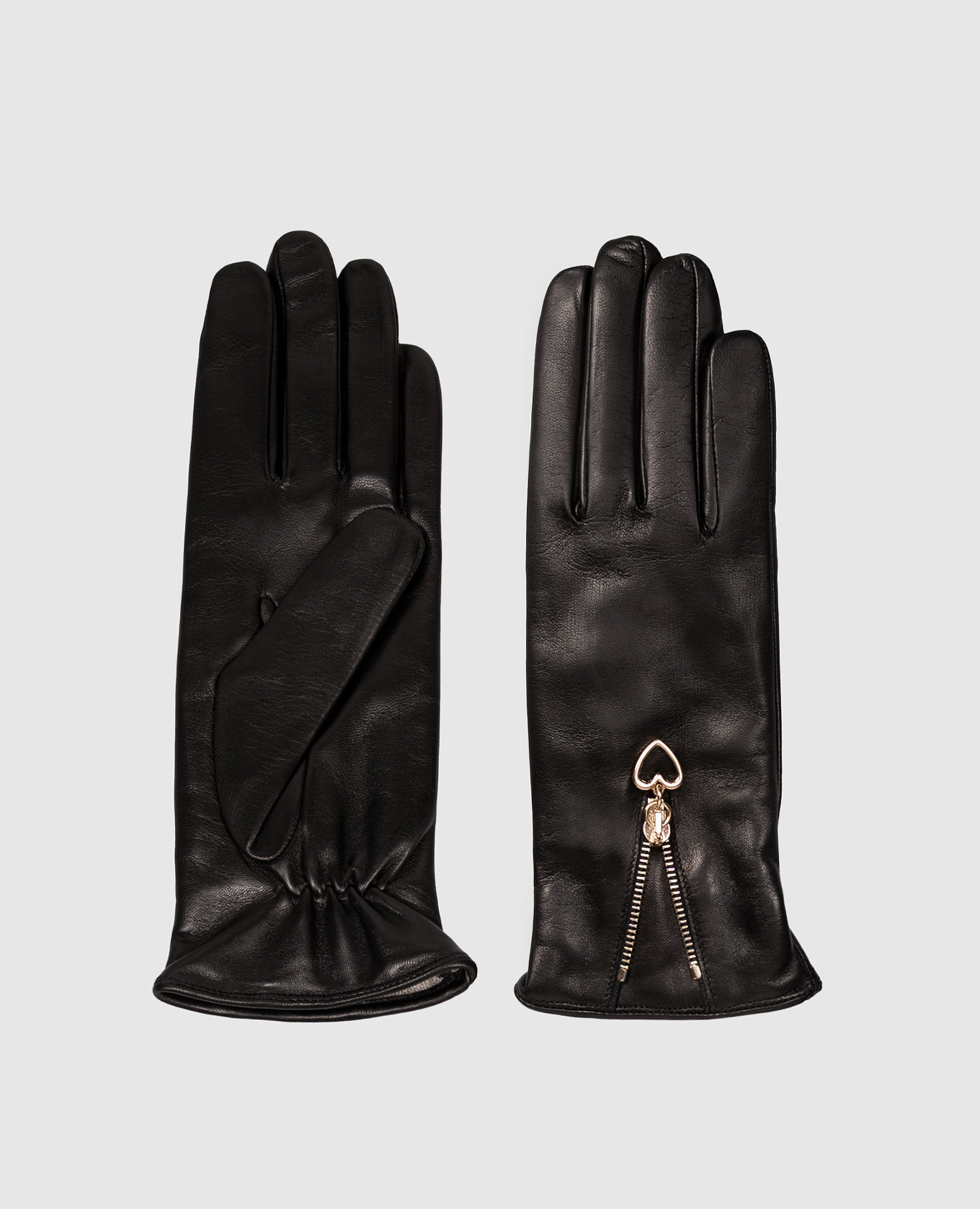 Black leather gloves with zipper Sermoneta Gloves