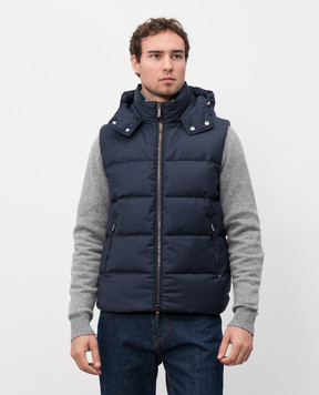 MooRER Fire blue wool and cashmere down vest FIRELL