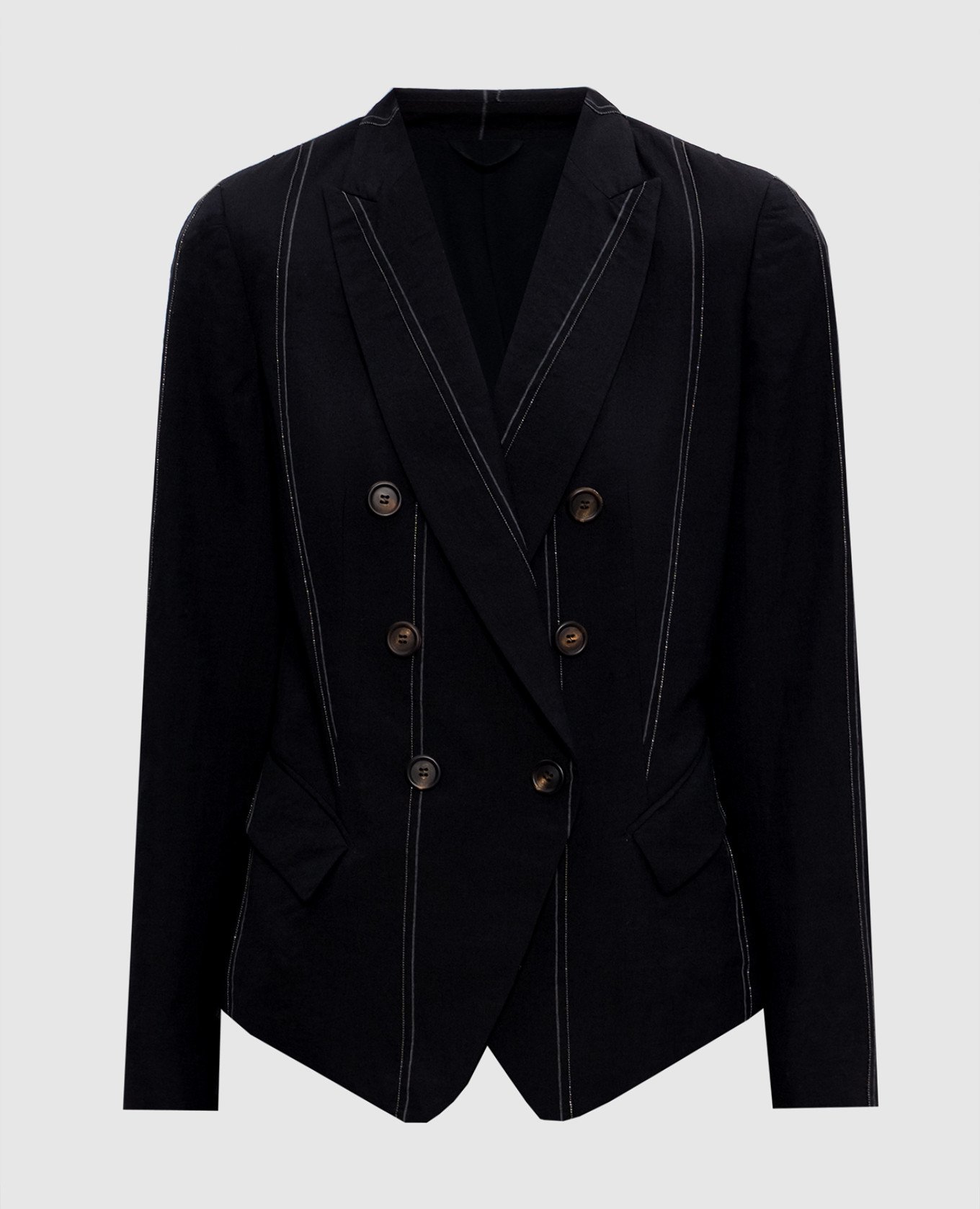 

Black double-breasted wool and linen jacket Brunello Cucinelli