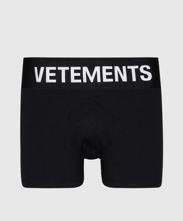 VETEMENTS LOGO BOXERS ブラック S サイズギフトボックス付 Vetements - Black boxers with contrasting logo pattern MA65UN100B